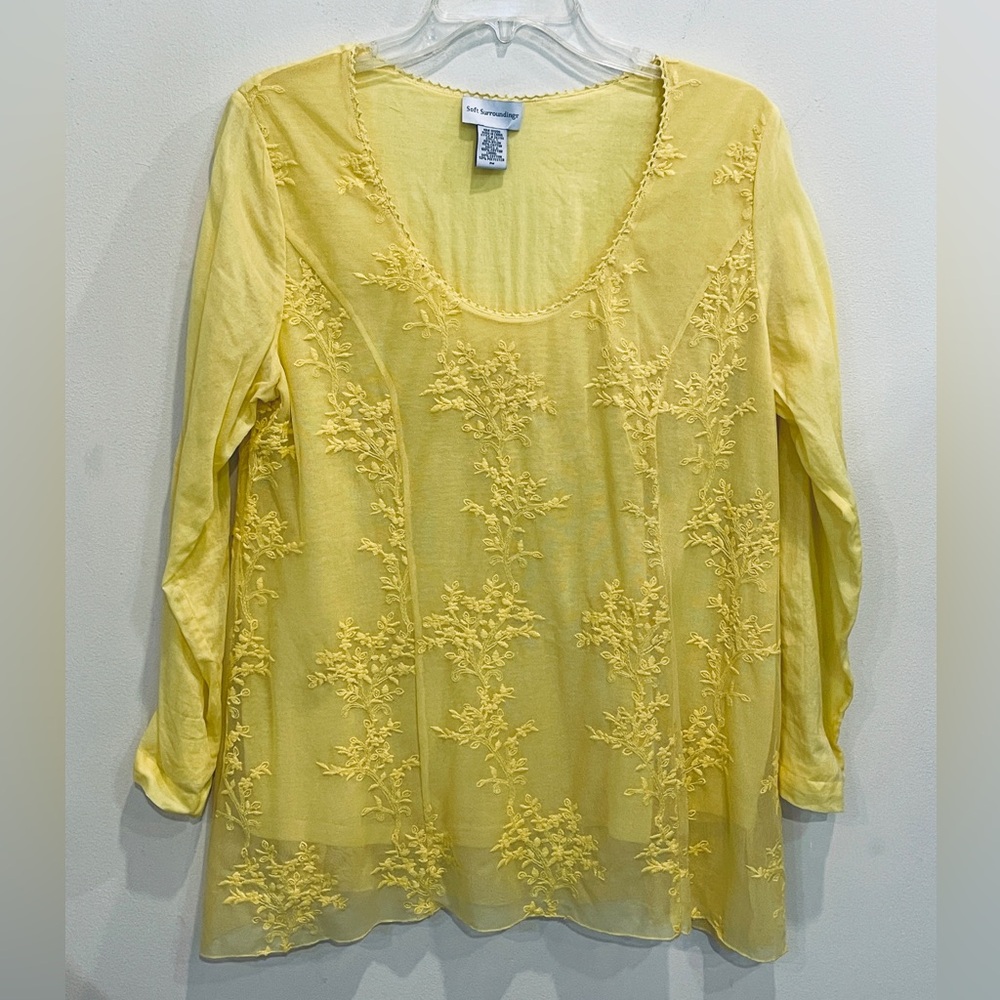 Soft Surroundings Boho Sunny Lace Top Blouse Tunic